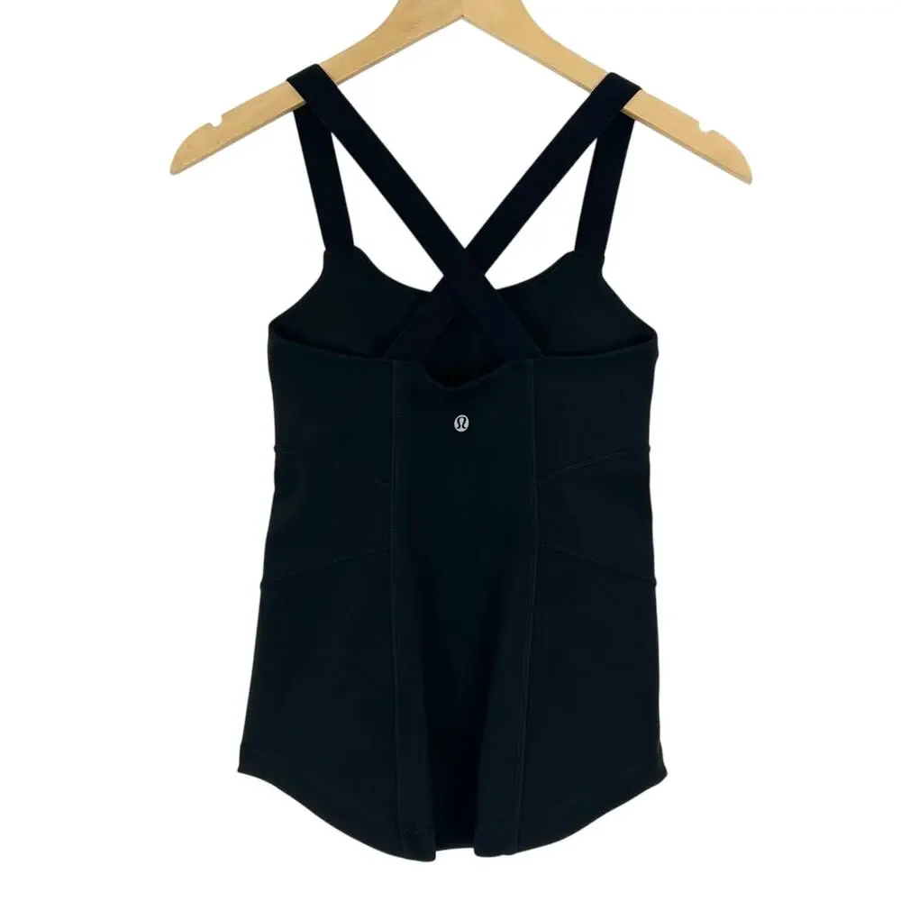 Lululemon Work it Out Tank in Black Cross Back Yoga Workout Gym Size 4‎